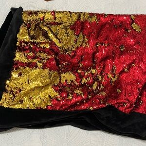 red & gold sequin throw blanket